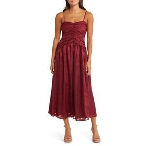 NWOT LOST + WANDER XS Celestial Glow Metallic Stripe‎ Cocktail Dress In Maroon